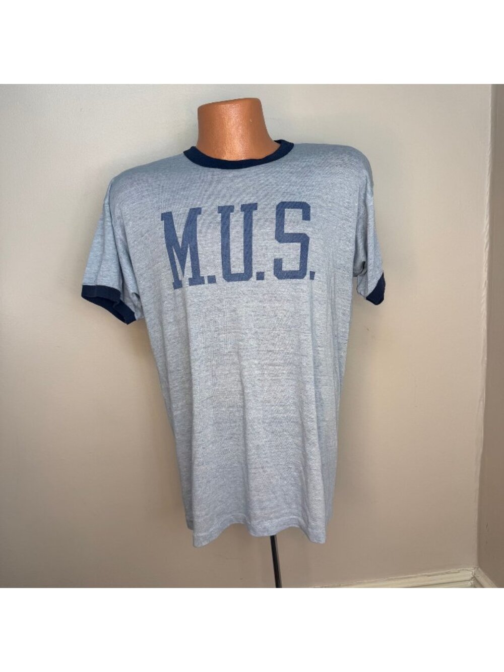Vintage 1980s MUS T-Shirt, Champion Large, Distressed, Memphis University School - Picture 1 of 9